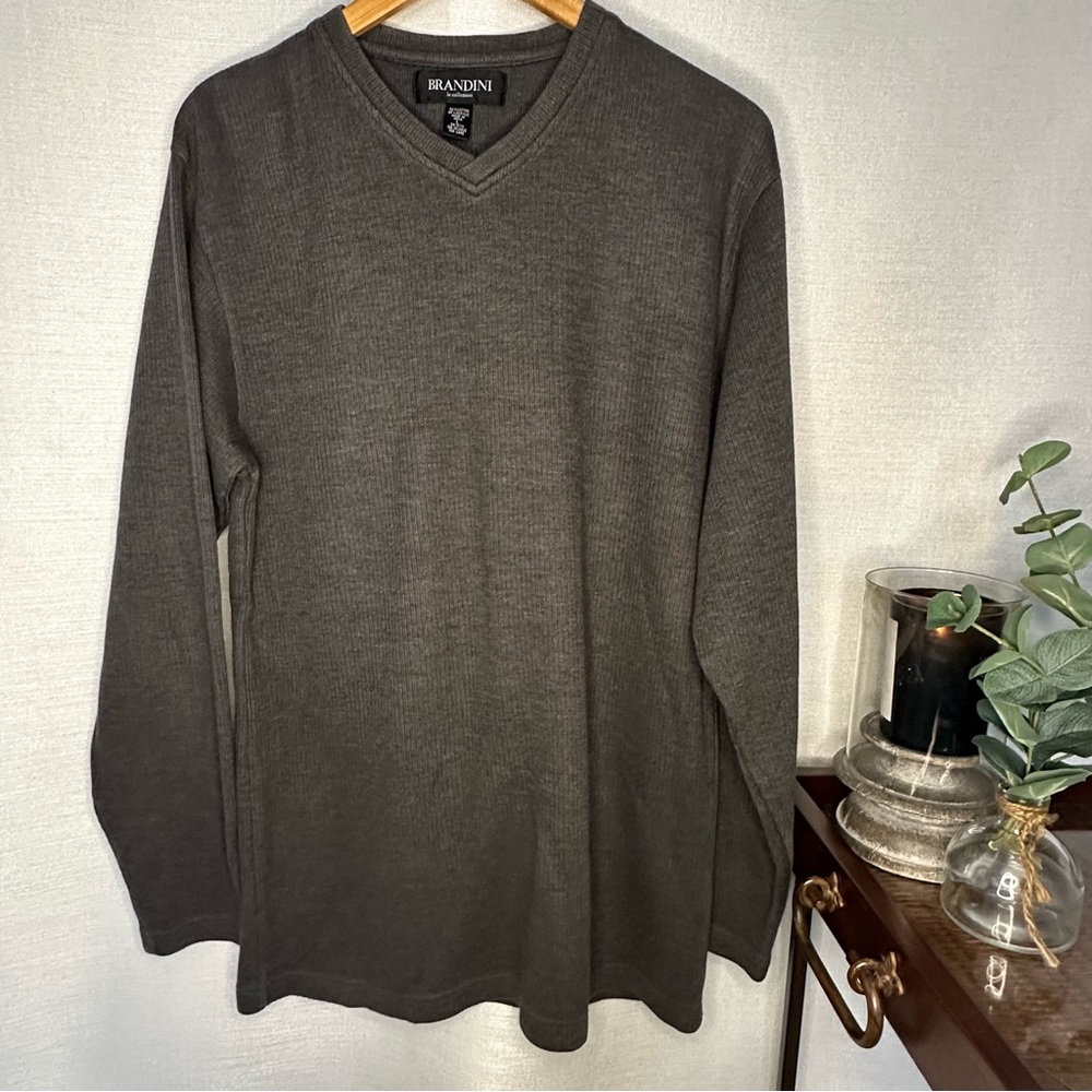 Brandin Men's Gray V-Neck Sweater Size Large